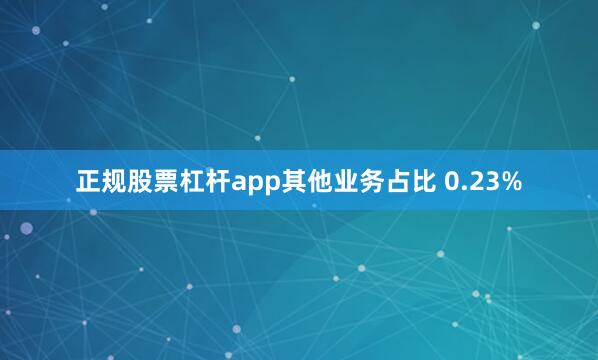 正规股票杠杆app其他业务占比 0.23%